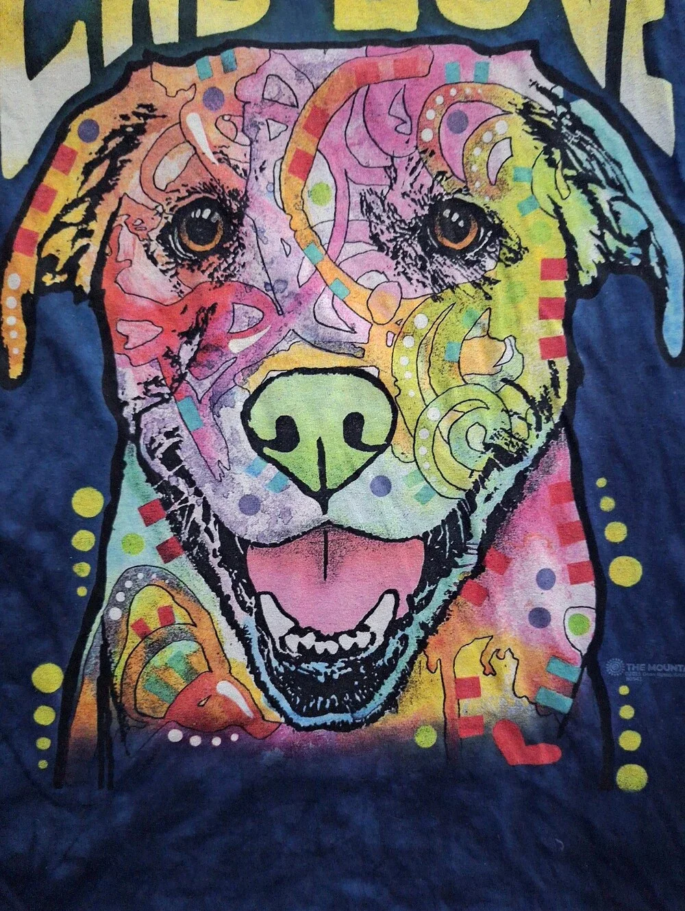 Lab Love Colorful Labrador Dog Tee - Navy Blue